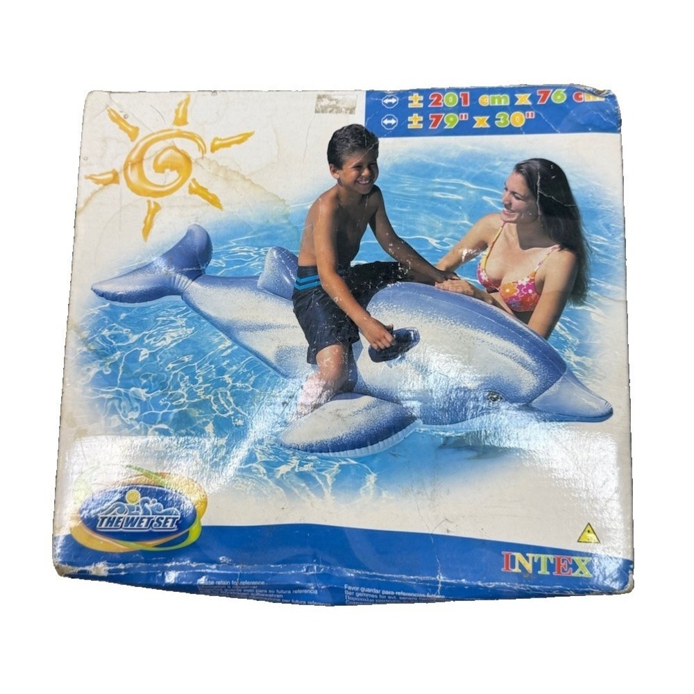 Wet Set Intex 2002 Large Dolphin Ride-On Inflatable Pool Float 79x30 #58539 Read